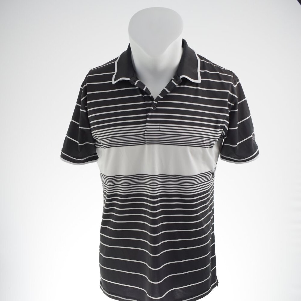 G/FORE Black and White Striped Polo - Size M